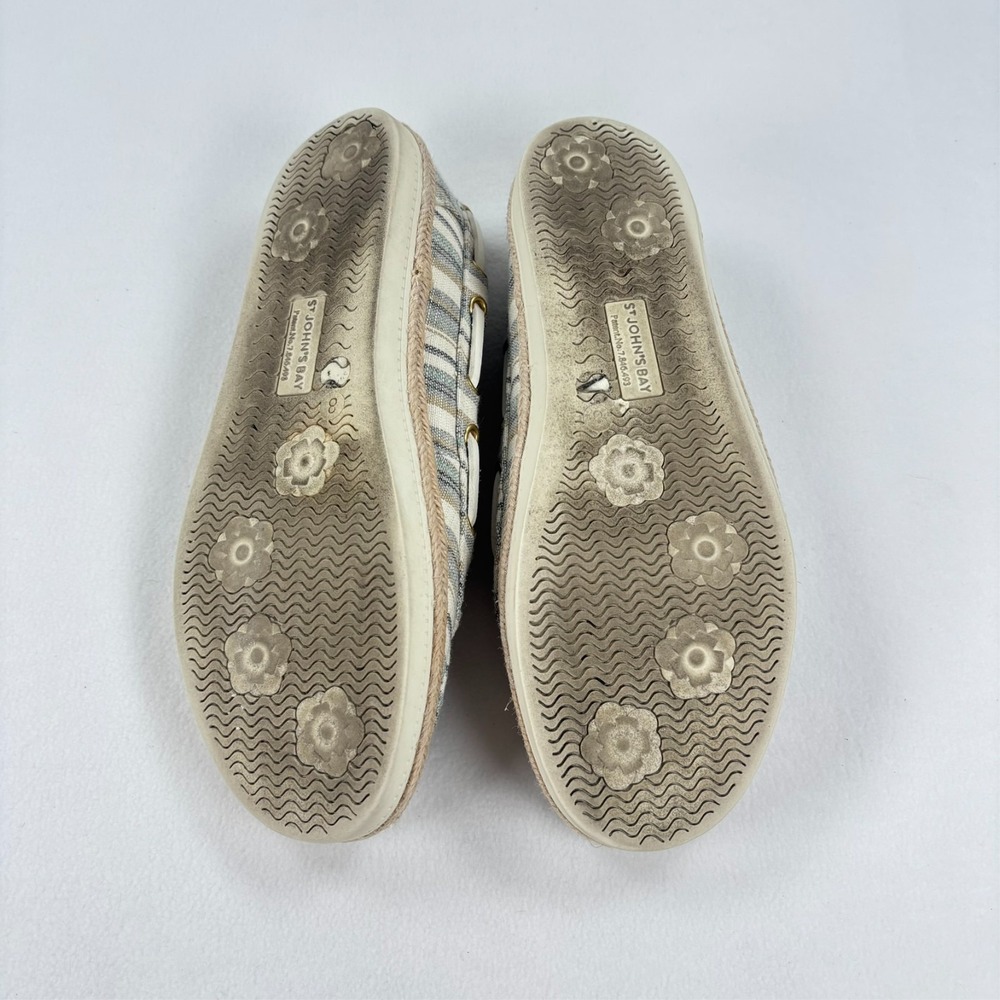 St. John's Bay loafers Fisherman Women 8.5 Blue Striped Canvas Nautical Preppy - Picture 9 of 9